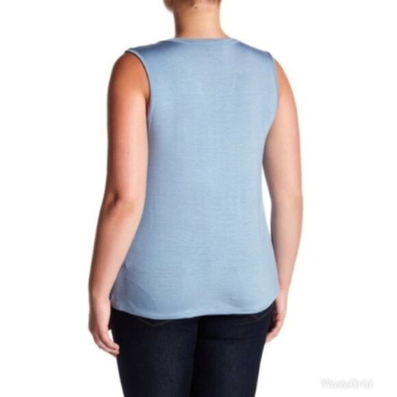 H.I.P. Womens Blue Keyhole Sleeveless Jersey Knit Tank Top Plus Sz 3X New - Picture 2 of 5
